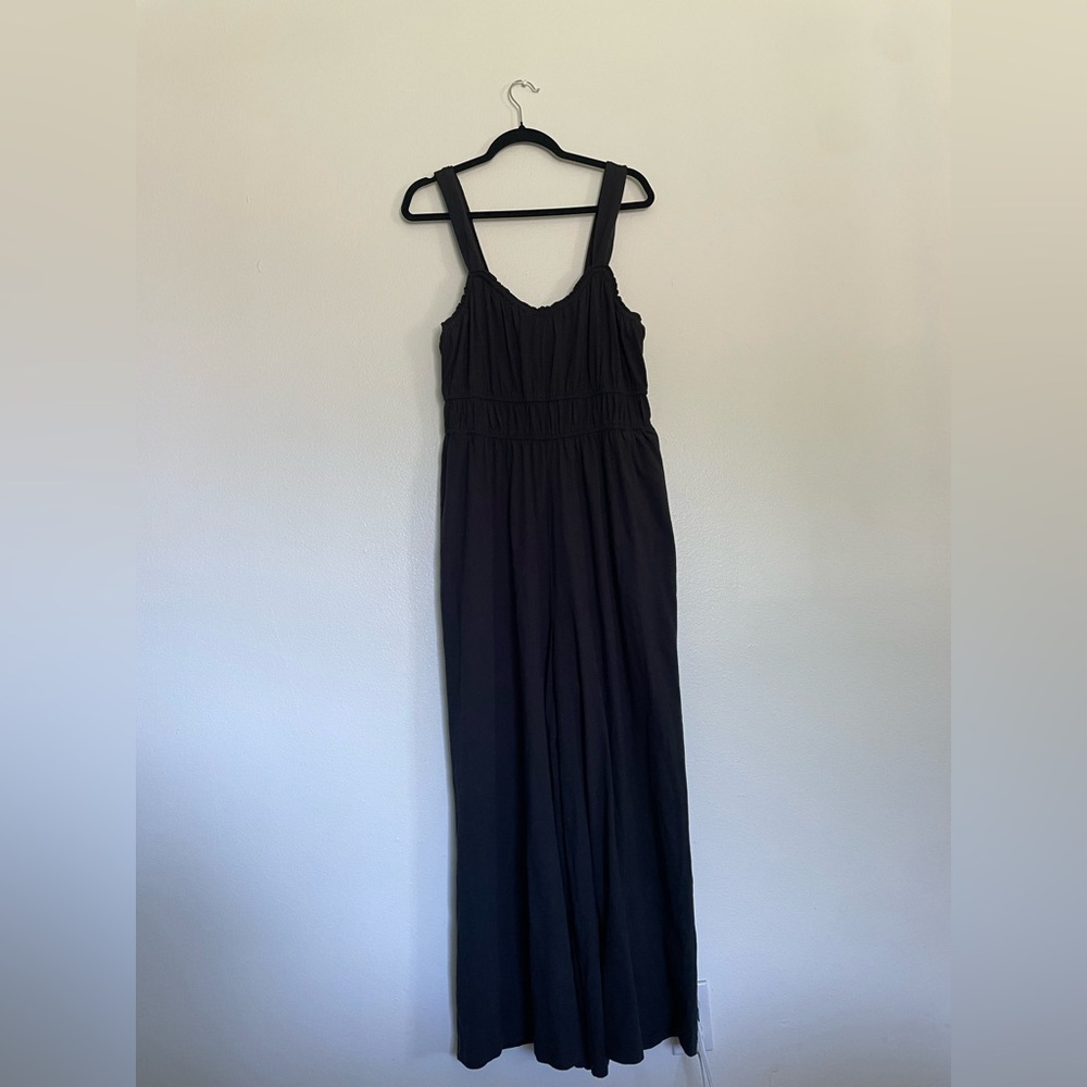 Anthropologie Black Smocked-Waist Wide-Leg Jumpsuit - Picture 4 of 6